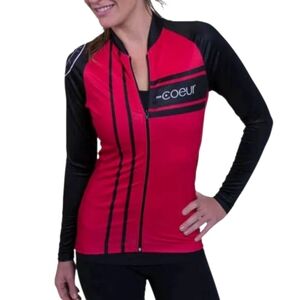 COEUR Women's Cycling Jersey Jacket Red Black Stretch LARGE